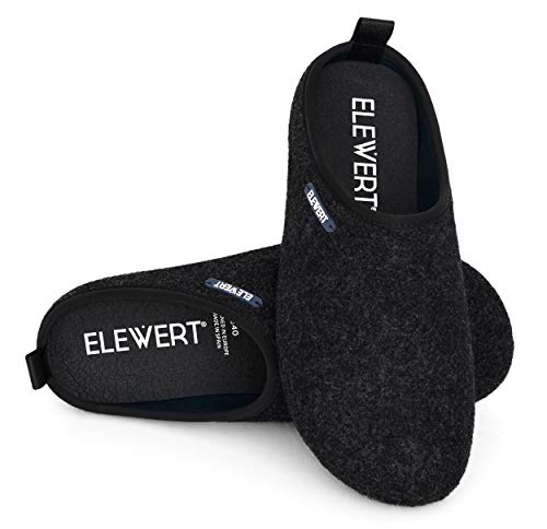 ELEWERT® - NATURAL-W1BLACK- Zapatillas para casa, Confort, Unisex, Interior, Exterior, Suela de Caucho, Plantilla extraíble reciclada, Designed IN Europe, Made IN Spain. Talla 43