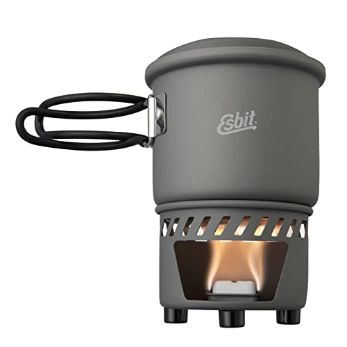 Esbit Cookset Conjunto para cocinar con combustible sólido (bote sin revestimiento antiadherente), color gris, talla 585mL