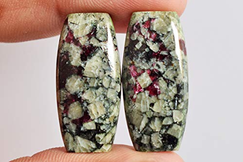 Eudialyte - Par de piedra de la península de Kola, proveedores de Eudialyte natural, tamaño 26 x 12 x 4 mm, hecho a mano, joyería AG-13704