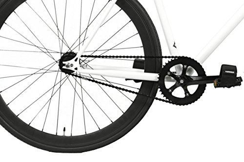 FabricBike- Bicicleta Fixie, piñon Fijo, Single Speed, Cuadro Hi-Ten Acero, 10,45 kg. (Talla M) (M-53cm, Space White & Black)