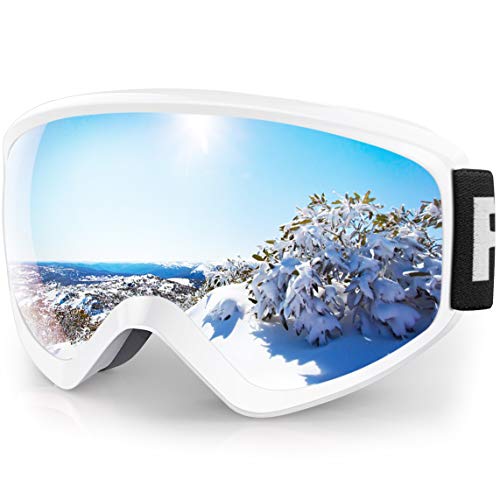 findway Gafas Esqui Niño Mascara Esqui Niño Gafas de Esqui Niño Niña OTG Ajustable para Niños Anti-Niebla Protección UV Compatible con Casco para Esquiar Snowboard (Lente Argentado (VLT 21%))