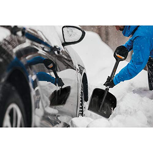 FISKARS Pala para nieve del coche, Serie X, Telescópica, Longitud 79.5-98.7 cm, Aluminio, acero, plástico, Negro, plateado, 1057187