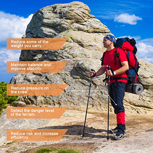 Fostoy Bastones de Trekking, Paquete de 2 Bastones de Aluminio Ligeros para Senderismo, Camping, Montañismo, Caminar
