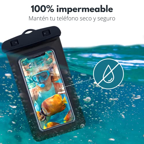 Funda Impermeable para Móvil .Universal para Todo Tipo de Smartphone(2 Unidades) Funda Acuática Sumergible en el Agua. Bolsa Estanca para Teléfonos hasta 7'' . Sellado IPX8