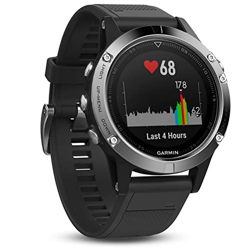 Garmin Fenix 5 Silver - Reloj Multisport GPS con Navegación y frecuencia Cardíaca, Color Plata con Correa Negra (Reacondicionado)