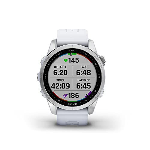 Garmin fēnix ​​7S - Reloj GPS multideporte con pantalla táctil y funciones superiores, frecuencia cardíaca, mapas y música, Blanco Plata