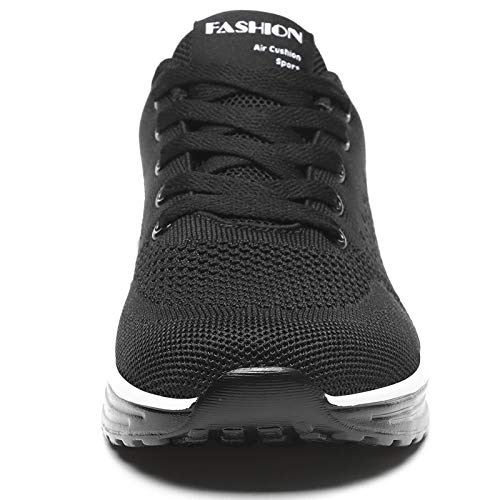 GAXmi Zapatillas Deportivas Mujer Zapatos de Malla Transpirables y Ligeros con Cordones y Cojín de Aire para Running Fitness Potenciar Negro 40 EU