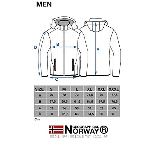 Geographical Norway Chaqueta softshell de los hombres en el exterior Rainman Turbo-Dry Capucha - Negro, M…