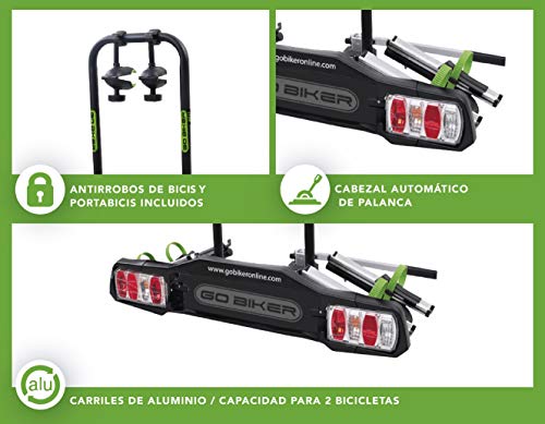 GO BIKER Portabicis de Enganche Beat para 2 Bicicletas con antirrobo portabicicletas Bola Remolque Coche