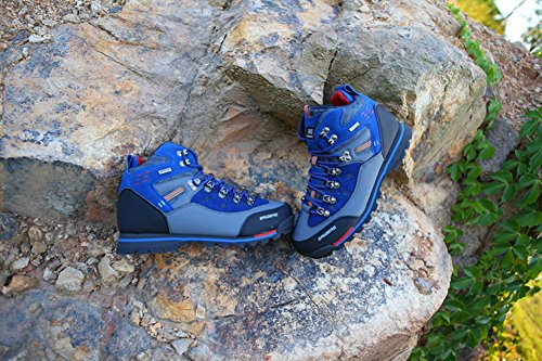Gomnear de los Hombres Botas de montaña Alta Subida Trekking Zapatos Antideslizante Respirable Impermeable para Caminar Alpinismo (UK8.5/EU44, Azul Gris)