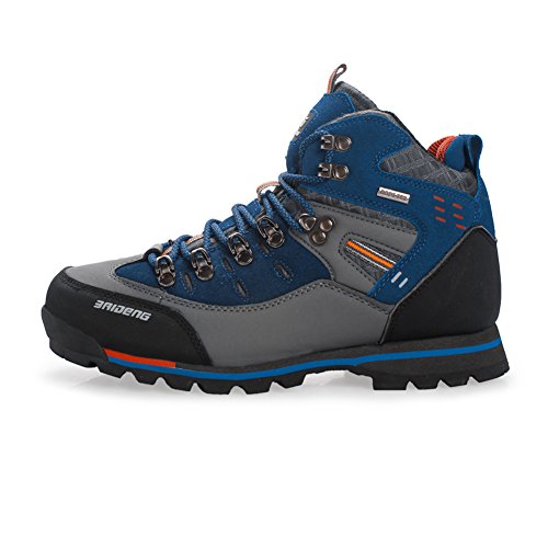 Gomnear de los Hombres Botas de montaña Alta Subida Trekking Zapatos Antideslizante Respirable Impermeable para Caminar Alpinismo (UK8.5/EU44, Azul Gris)