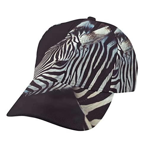 Gorra de béisbol con estampado de cebra animal para hombres y mujeres sombrero ajustable - Unisex Four Seasons Sun Hat Negro