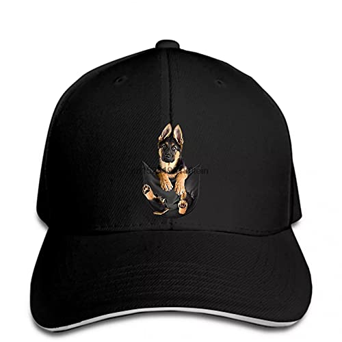 Gorra de béisbol Pastor alemán en Bolsillo Classic Dogs Black Men In USA Snapback Hat Peaked Regalos Deportivos Aire Libre para Amantes Hip-Hop
