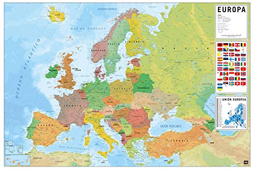 Grupo Erik Mapa de Europa ES, Político-Físico, Multicolor, 61 x 91,5 cm