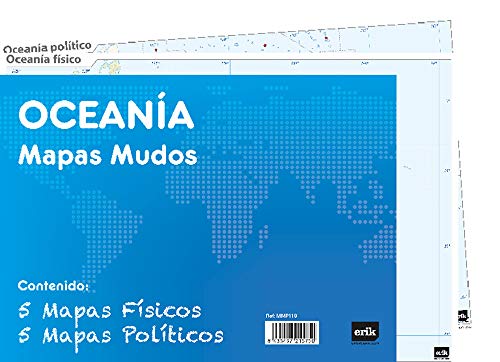 Grupo Erik - Pack 10 mapas mudos ES Oceanía (política, física) MMP119