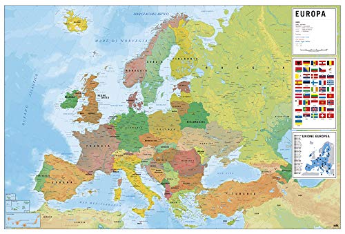 Grupo Erik - Póster Mapa Europa Ita Fisico Politico, Multicolor (61x91,5 cm)