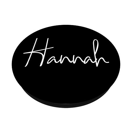Hannah Name White on Black para niñas y mujeres - Hannah PopSockets PopGrip Intercambiable