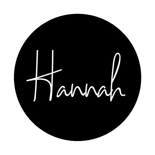 Hannah Name White on Black para niñas y mujeres - Hannah PopSockets PopGrip Intercambiable