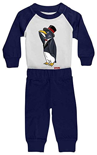 Hariz Baby Pijama Pingüino en frack dulce animales selva Plus tarjetas de regalo blanco/azul marino 12 – 18 meses