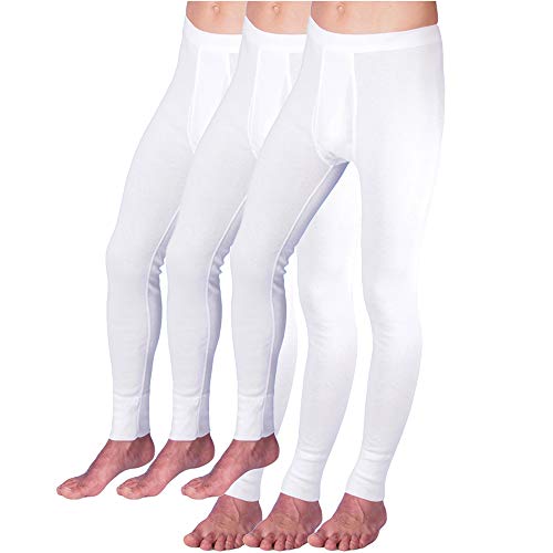 HERMKO 3540 Kit de 3 Pantalones Interiores para Hombre Long Johns, Farbe:Blanco, Größe Herren:7 (XL)