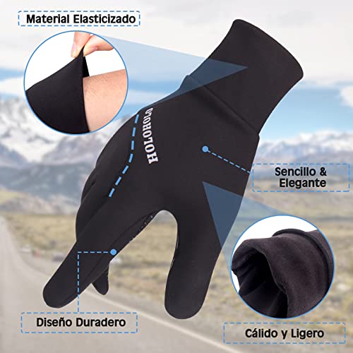 HoloHolo Guantes de Ciclismo,Guantes MTB,Antideslizantes Pantalla Táctil,Transpirable Adecuado para Ciclismo de Montaña Todo el Vehículo de Terreno (Negro, S/M)