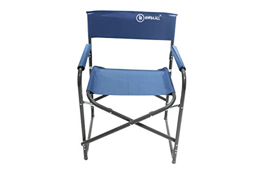 Homecall - Silla de camping plegable de aluminio con respaldo (azul)