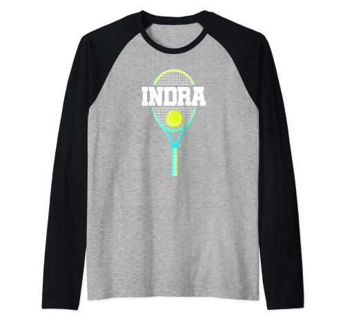 Indra Name - Pelota y raqueta para niños Camiseta Manga Raglan