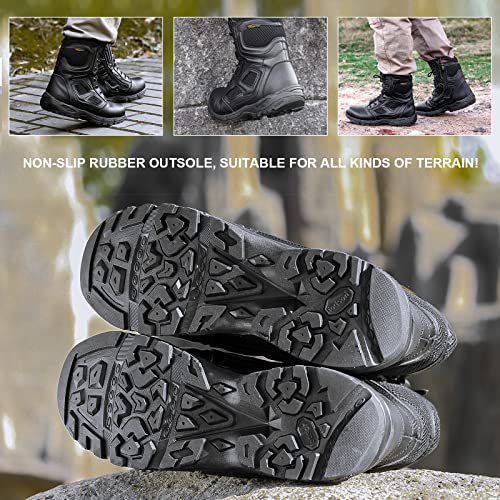 IODSON Zapatos de Hombre Botas/Botas de Combate/Botas Tácticas Ultra-Ligero Antideslizante Tela de Cuero Verdadero Transpirable JR-631 38 EU