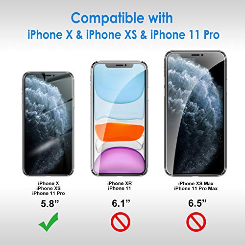 JETech Protector de Pantalla Compatible iPhone 11 Pro, iPhone XS y iPhone X 5,8", Vidrio Cristal Templado, 3 Unidades