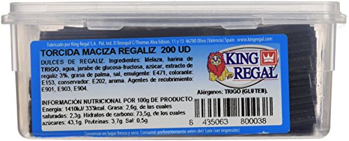 King Regal Torcida Maciza Regaliz - estuche 200 unidades