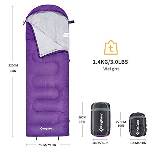 KingCamp Oasis Serie - Saco de Dormir con cabecero (220 x 75 cm)