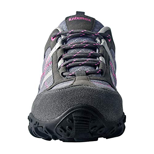 Knixmax Zapatillas de Senderismo para Mujer y Hombre Zapatillas de Montaña Trekking Trail Ligeros Cómodos y Transpirables Zapatillas Antideslizante de Deporte Gris 37EU