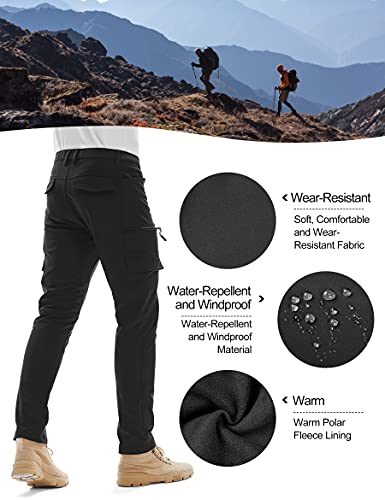 KUTOOK Pantalones Softshell Trekking Hombre Impermeables para Otoño Invierno Pantalones Senderismo Montaña con Forro Polar(HP020)