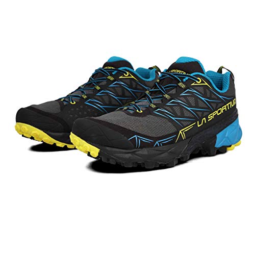 La Sportiva Akyra, Zapatillas de Trail Running Hombre, Multicolor (Carbon/Tropic Blue 000), 42 EU