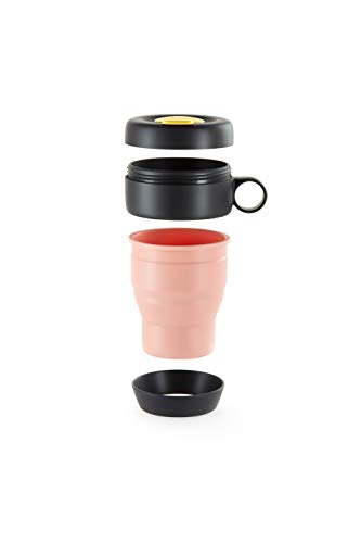 Lékué - Mug To Go, Taza plegable reutilizable, 100% hermética, 350 ml, Polipropileno, Coral