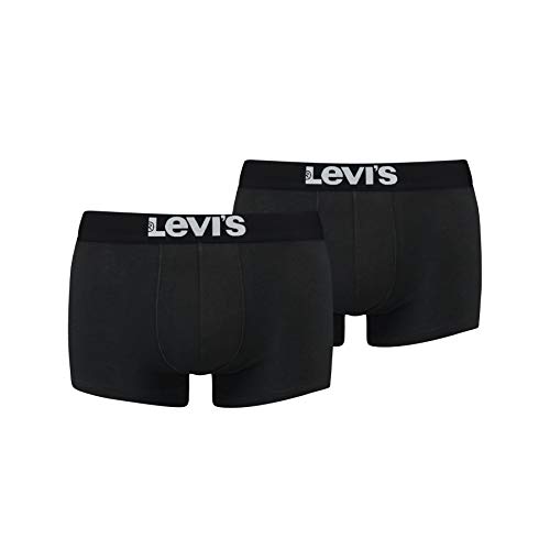 Levi's LEVIS MEN SOLID BASIC TRUNK 2P Bóxer, Negro (Jet Black 884), Large (Pack de 2) para Hombre