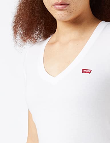 Levi's Vneck Camiseta de Manga Corta, White (White + 0002), Medium para Mujer
