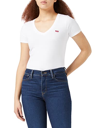 Levi's Vneck Camiseta de Manga Corta, White (White + 0002), Medium para Mujer