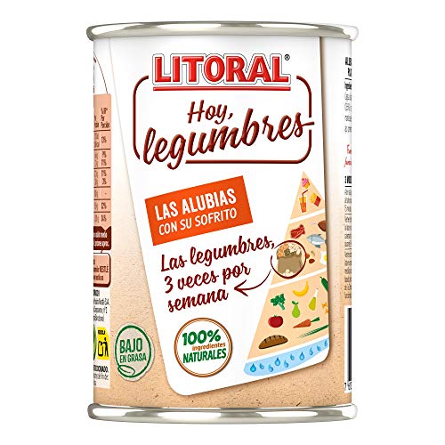 LITORAL Hoy Legumbres Alubias con su sofrito - Plato Preparado Sin Gluten - Pack de 15x430g - Total: 6.45kg