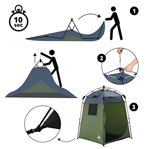 Lumaland Where Tomorrow Tienda de Campaña Pop Up Ducha de Camping - Cambiador Portátil de Camping para Privacidad al Aire Libre - Carpa de Aseo Impermeable con Protección UV - 155x155x220 cm/Verde