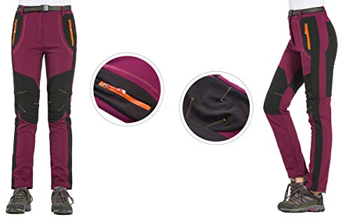 LY4U Pantalones de Senderismo al Aire Libre para Mujer Pantalones de Escalada para Caminar de Secado rápido, Ligeros y Gruesos, Resistentes al Agua, con Bolsillos con Cremallera