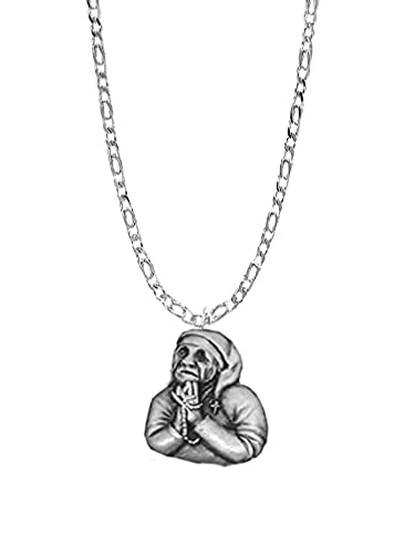 Madre Teresa R61 - Emblema de peltre inglés en un collar de plata de ley 925 de 30 pulgadas