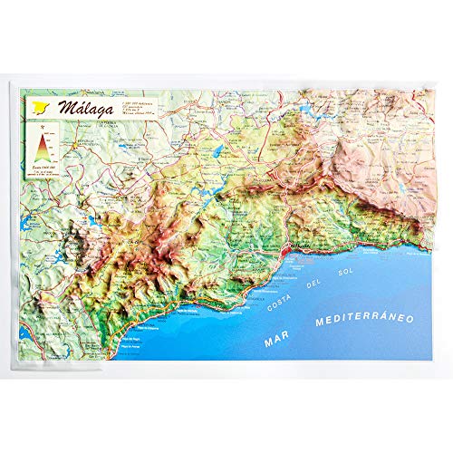 Mapa en relieve de Málaga: Escala 1:600.000
