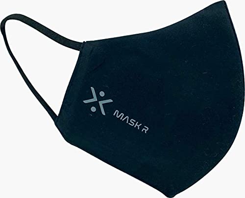 MASK-R Pack 2 Mascarilla reutilizable negra y lavable hasta 50 veces de tela color negro talla L, Negro