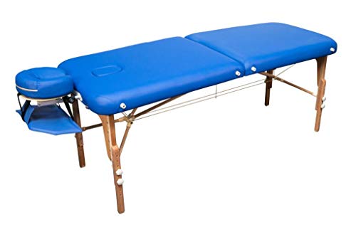 MASSUNDA MONTANA - Camilla de masaje plegable y regulable en altura: camilla de masaje portátil con estructura de madera maciza, reposabrazos, almohada para el cuello, reposacabezas ergonómico