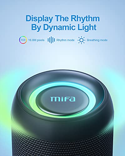MIFA A90 Altavoz Portátil Bluetooth Inalámbrico Impermeable RGB LED Luz True Wireless Stereo 30 Horas de Reproducción, Micro-SD, Memoria USB, Jack 3,5mm, Carga Type C, Negro
