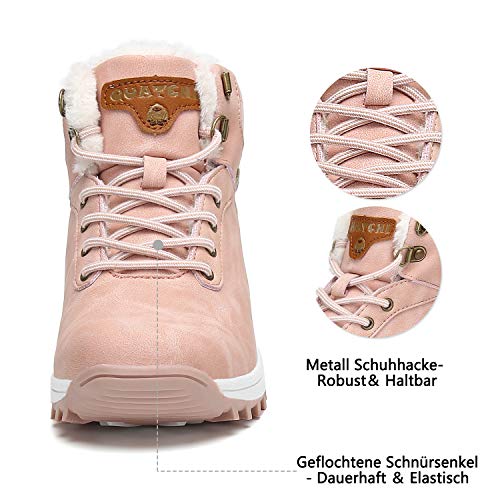Mishansha Hombre Mujer Botas de Nieve Invierno Botines Senderismo Impermeables Deporte Trekking Zapatos Fur Forro Aire Libre Boots,Rosa 38 EU