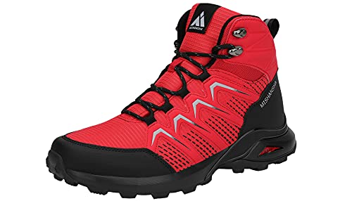 Mishansha Zapatillas Senderismo Hombre Trail Mount Botas Montaña Zapatos Trekking Escalada Deportes de Exterior, Rojo 42 EU