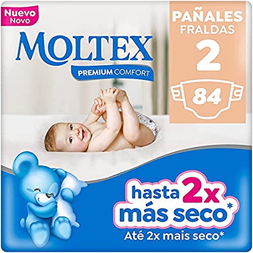 Moltex Premium Comfort Pañales Talla 2 (3-6 Kg) - 84 Pañales (2 Bolsas de 42 Unds)