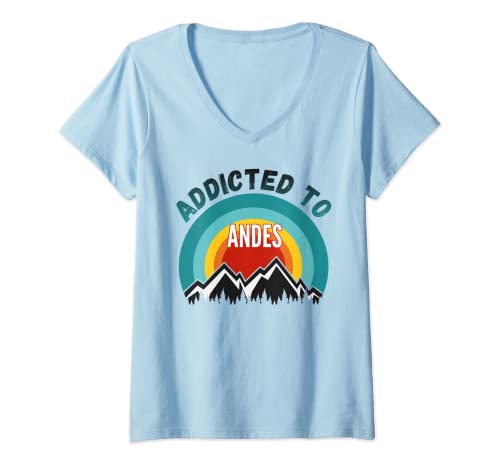 Mujer Adicto a las montañas de los Andes Camiseta Cuello V